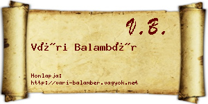 Vári Balambér névjegykártya